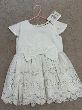 Bardot Junior White Eyelet Bow Dress for Girls